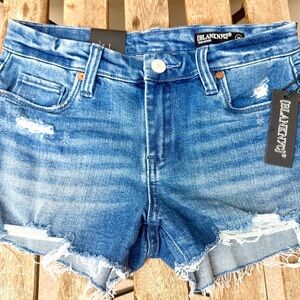 Blank NYC Blue Jean Shorts Distressed Cut-Off